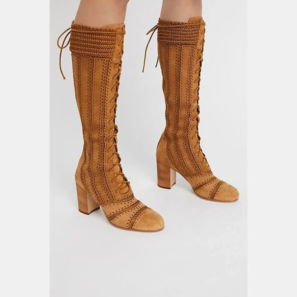 Free People Blaire Lace-Up Boots 37 NEW